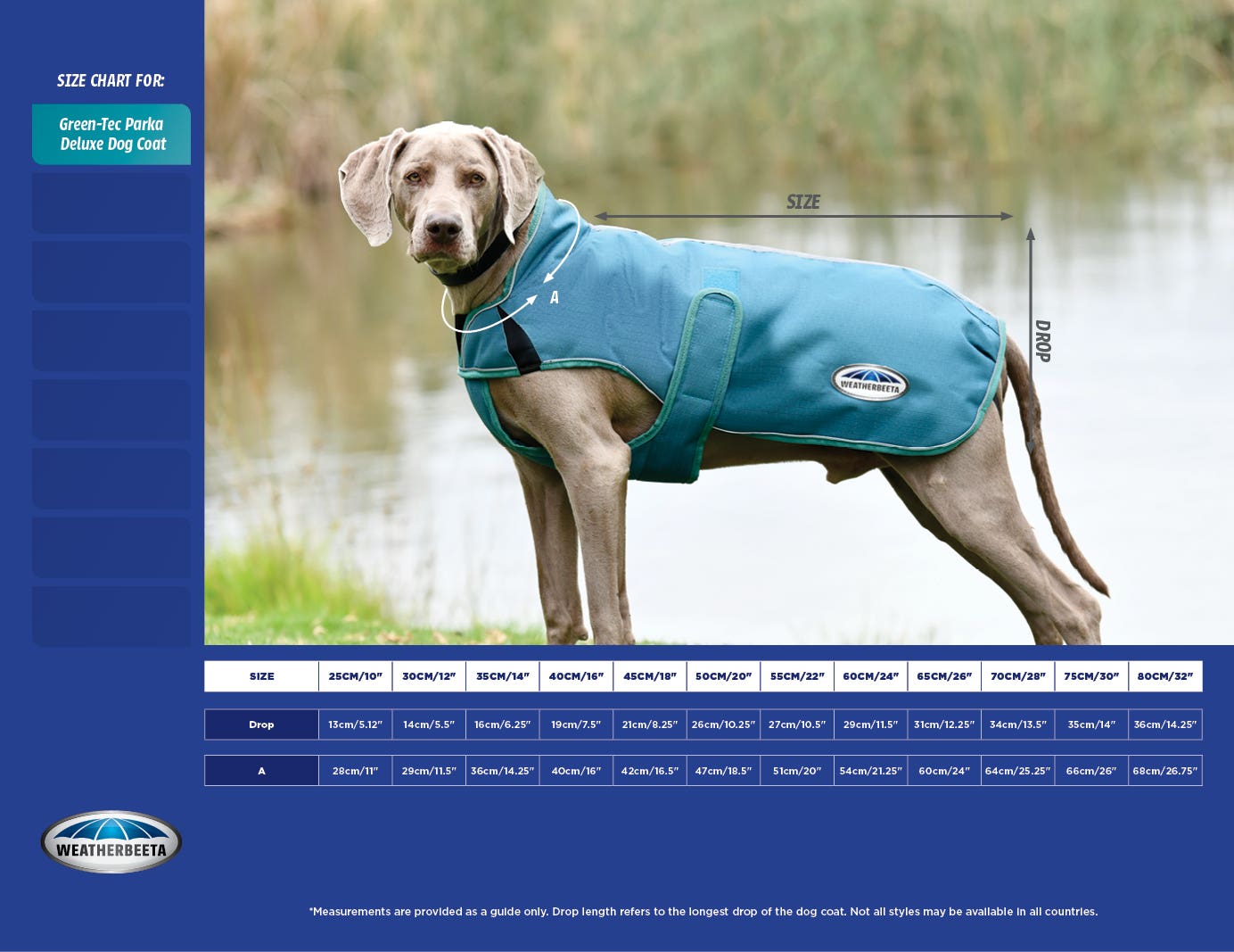 Green-tec 900d Dog Coat Size Chart
