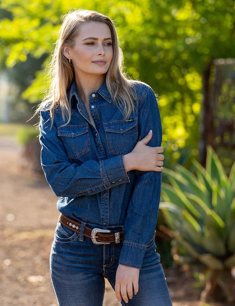 Buy Womens Jay Denim Western Long Sleeve Shirt Online WRANGLER