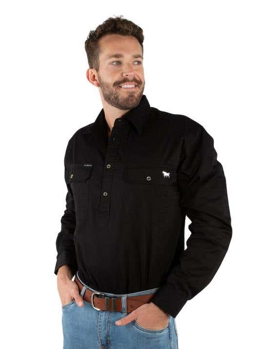 King River Mens Half Button Work Shirt