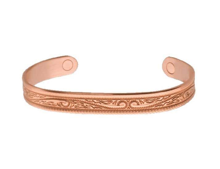 Western Scroll Copper Magnetic Wrist Band