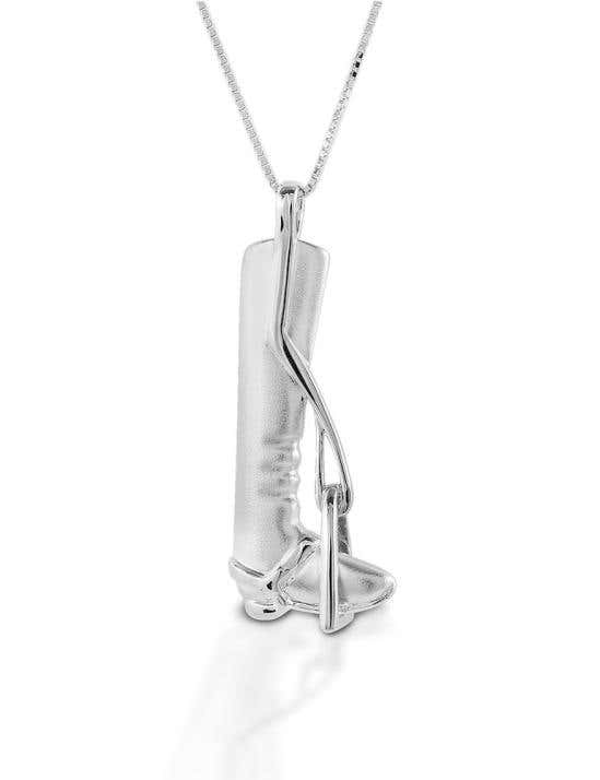 Sterling Silver English Riding Boot & Stirrup Necklace
