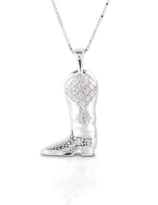 Sterling Silver Western Boot Necklace