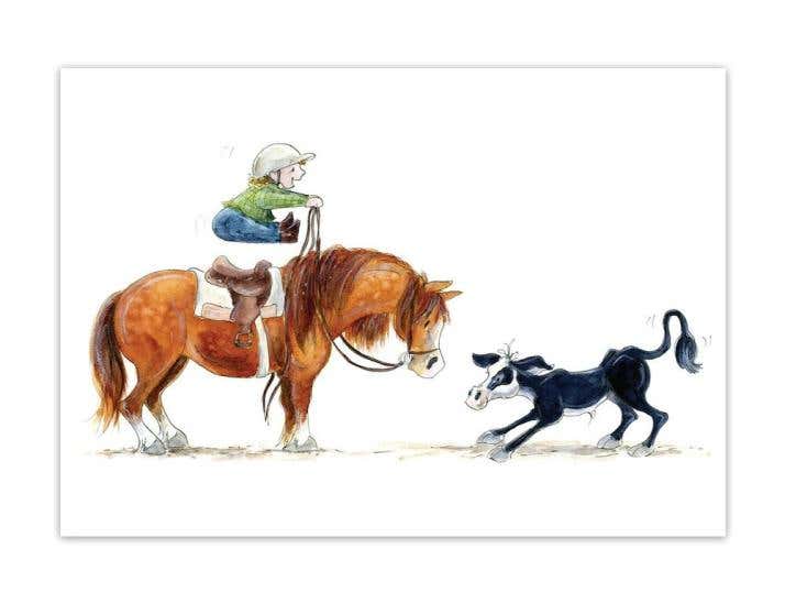 Cow Horse Blank Greeting Card