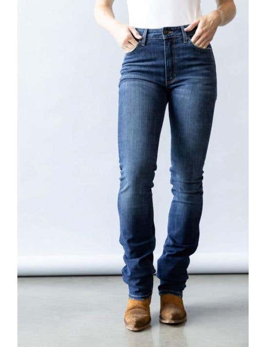 Sarah Ladies Stretch High Rise Slim Boot Cut Jeans 34L