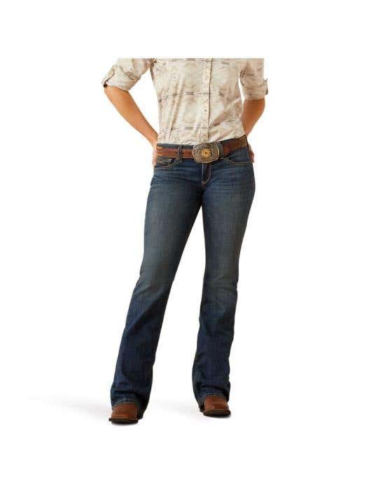 Womans Mid Rise Boot Cut Stretch Jean