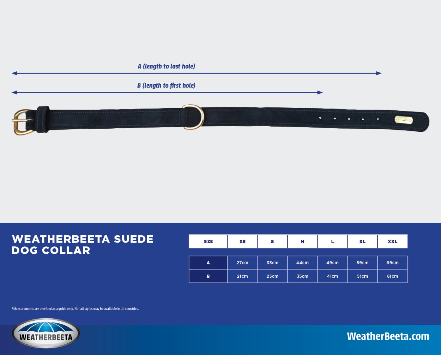 Suede Dog Collar Size Chart