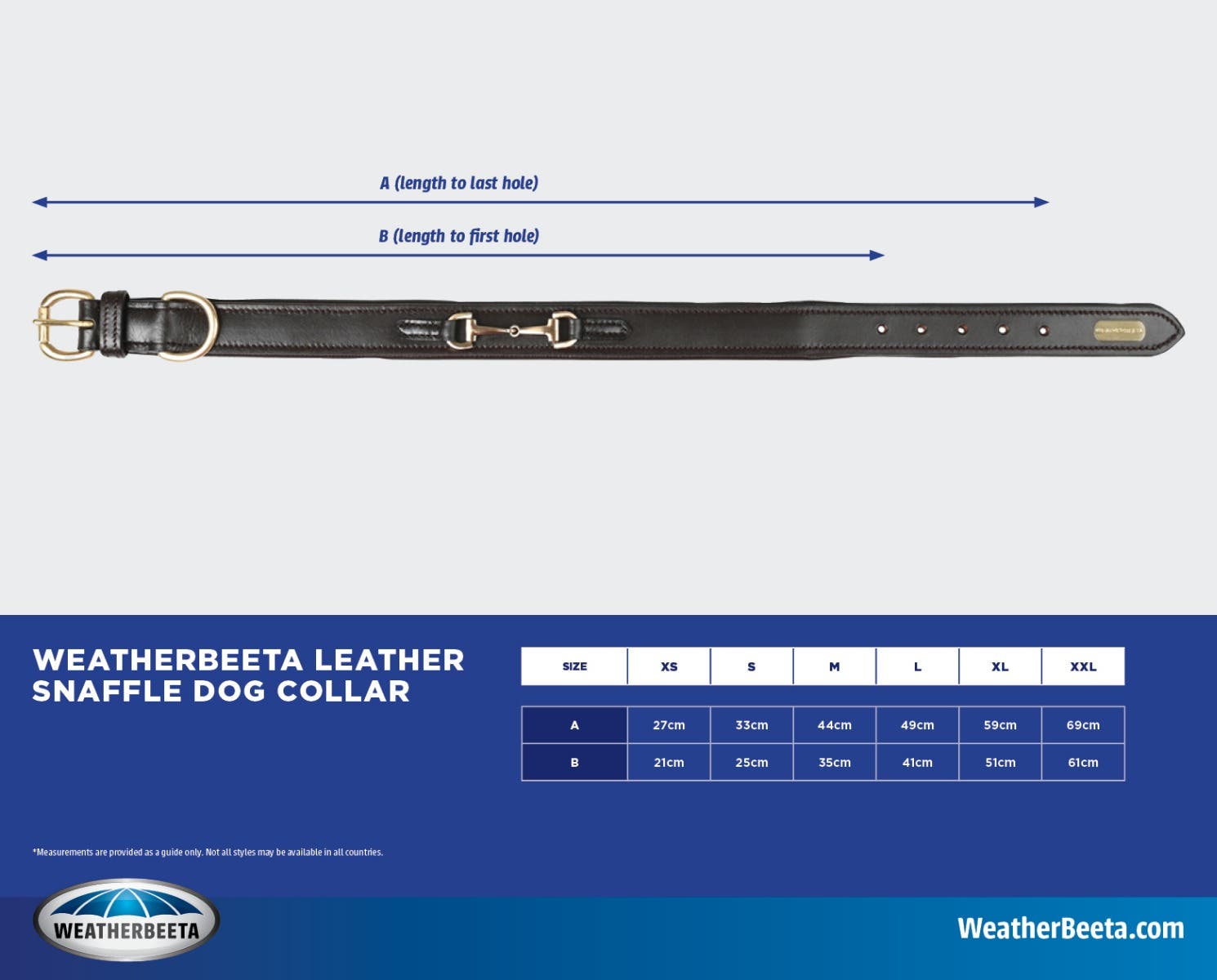 Leather Snaffle Dog Collar Size Chart