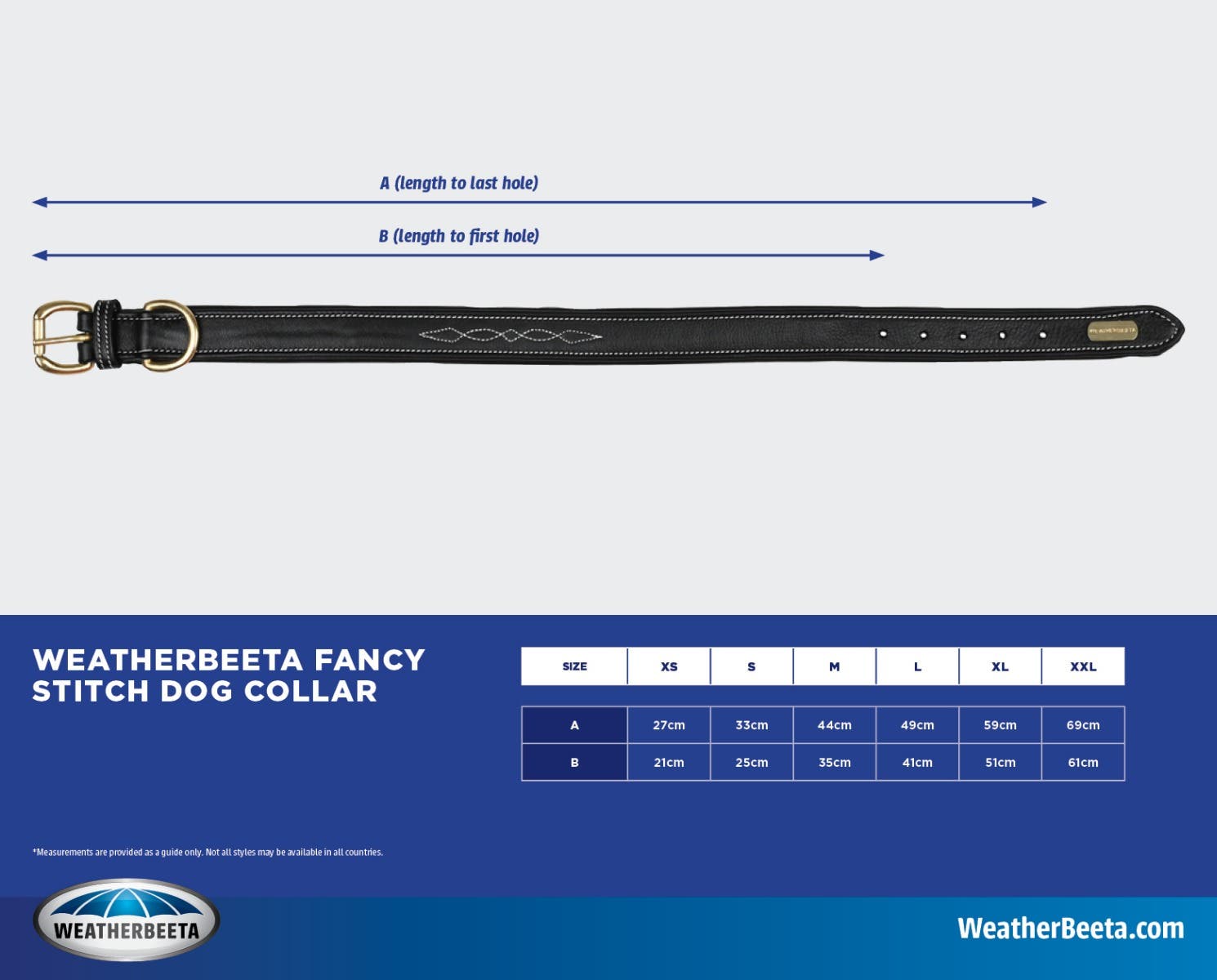 SFancy Stitch Collar Size Chart