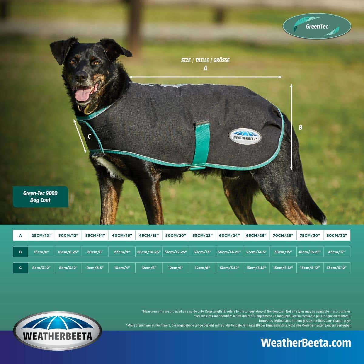 Green-tec 900d Dog Coat Size Chart
