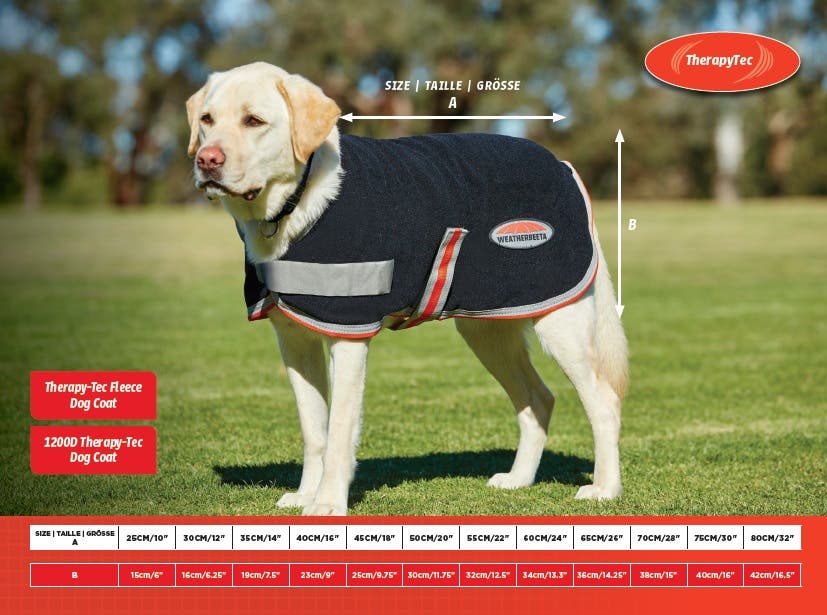 ComFiTec Therapy-tec Fleece Dog Coat Size Chart